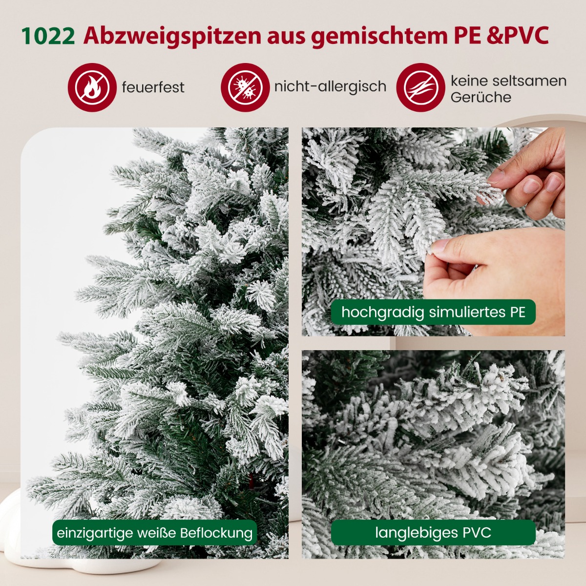 Materiały Premium PE i PVC ośnieżonej choinki