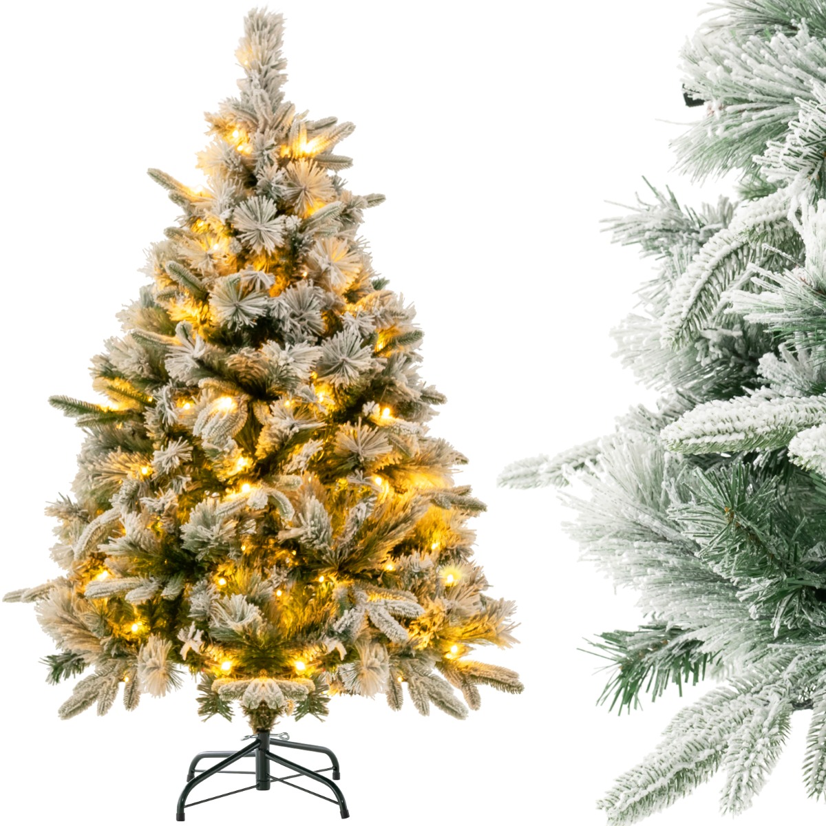Sztuczna choinka ośnieżona z oświetleniem LED 136cm Premium