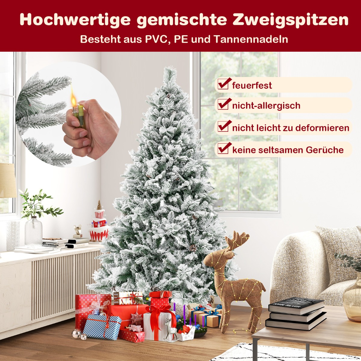 Luksusowa aranżacja ośnieżonej choinki LED premium