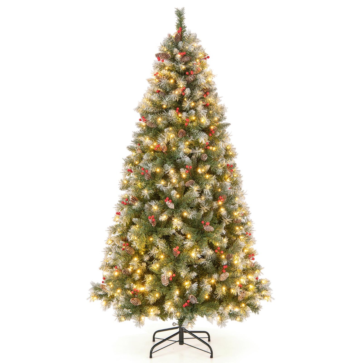 Luksusowa sztuczna choinka ośnieżona 195 cm z oświetleniem LED