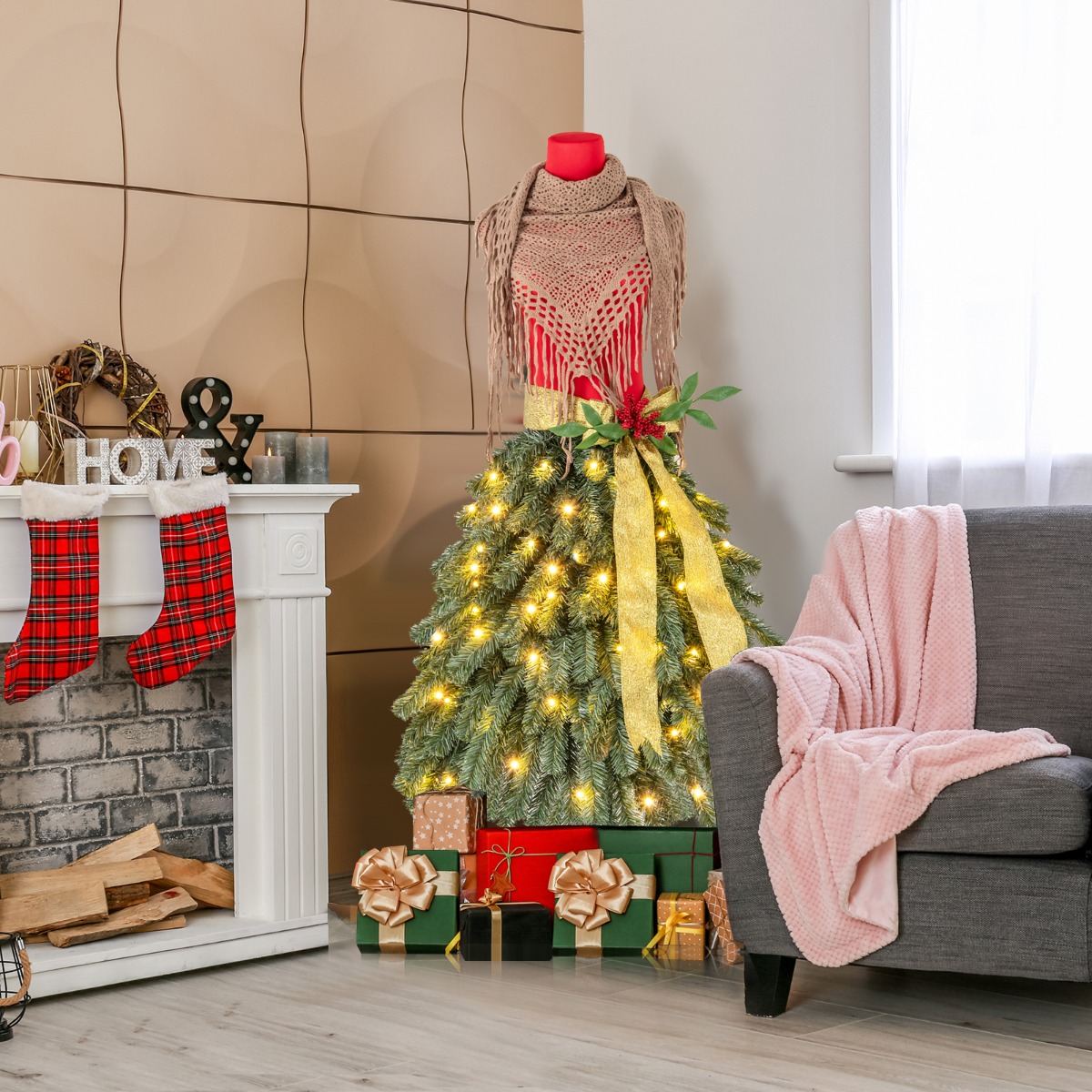 Choinka sztuczna manekin suknia z oświetleniem LED 150cm