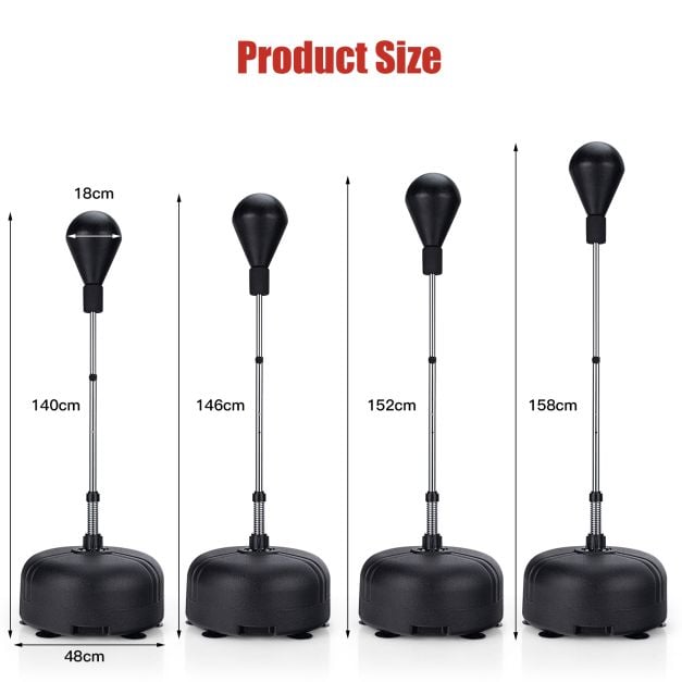 Wymiary gruszki bokserskiej na stojaku – regulacja wysokości 140-158 cm