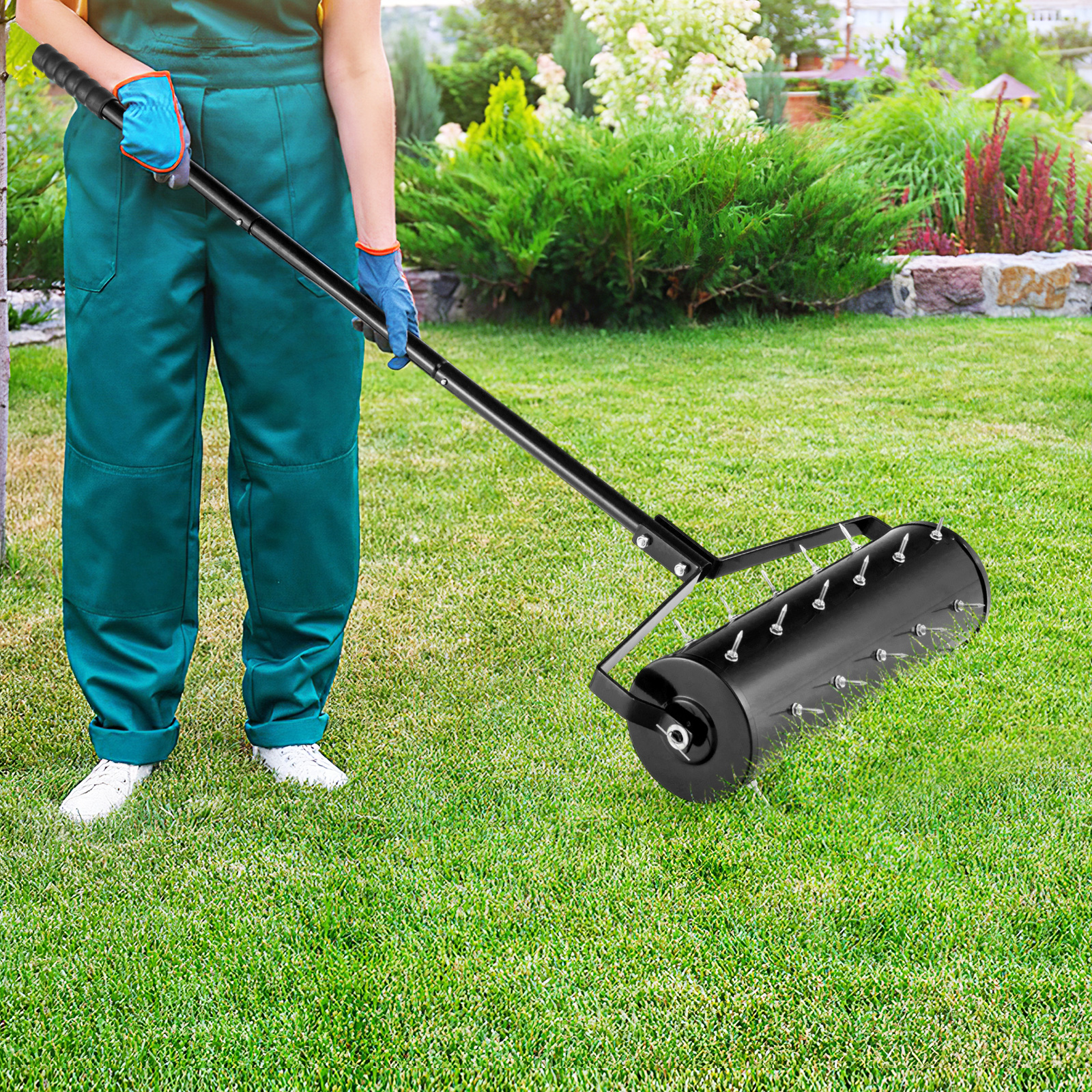Aerator ręczny walec do trawy z kolcami kolcowy 53 cm